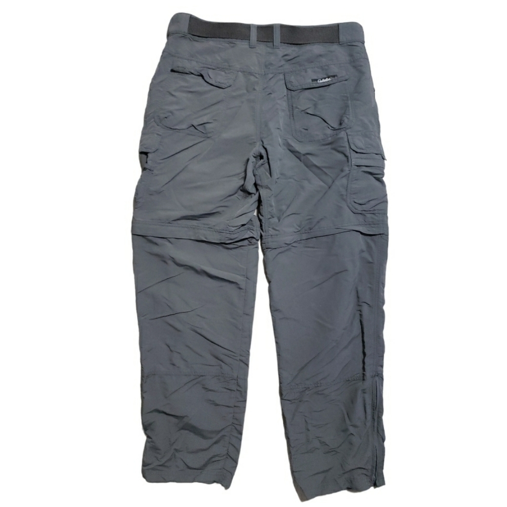 Cabelas Men's Size 36X34 Nylon Cargo Convertible Zip Off Nylon Cargo Gray Pants